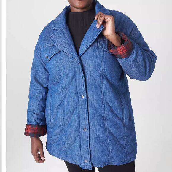 Lane Bryant Quilted Denim Textured Jacket Plus Size 24 - Picture 1 of 8